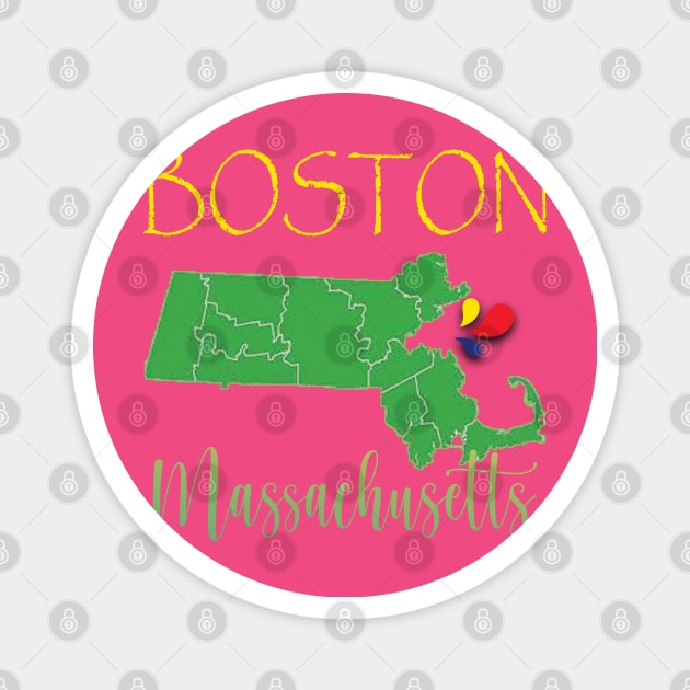 Boston Massachusetts Magnet by TeeText